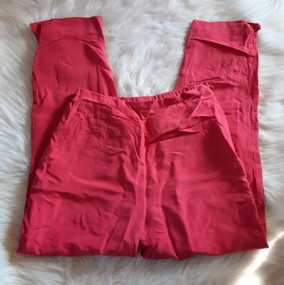 VINTAGE 60's Silk High Waisted Pleated Pants - Picture 11 of 15